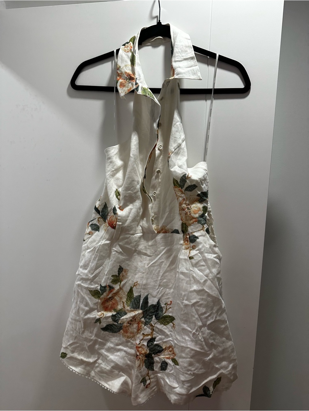 Zimmermann White Floral Halter Romper